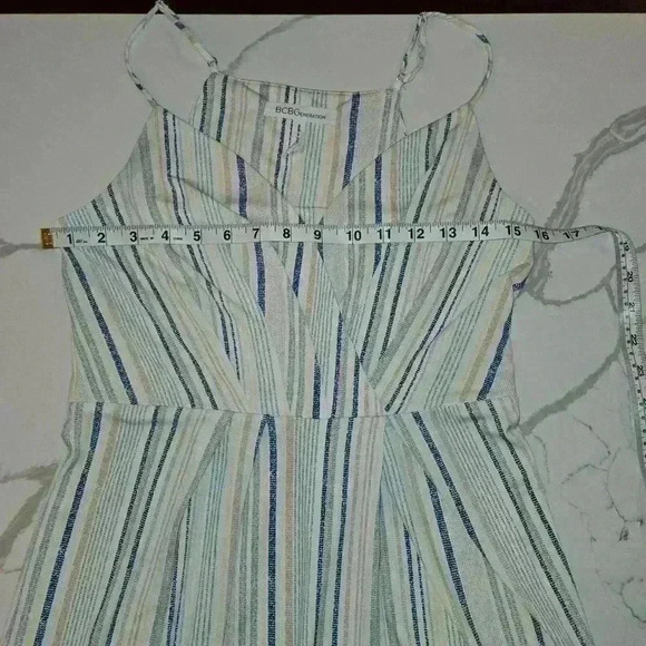 BCBGENERATION Womens Sleeveless Faux Wrap Striped Dress Pink Blue Size Small - Picture 5 of 9